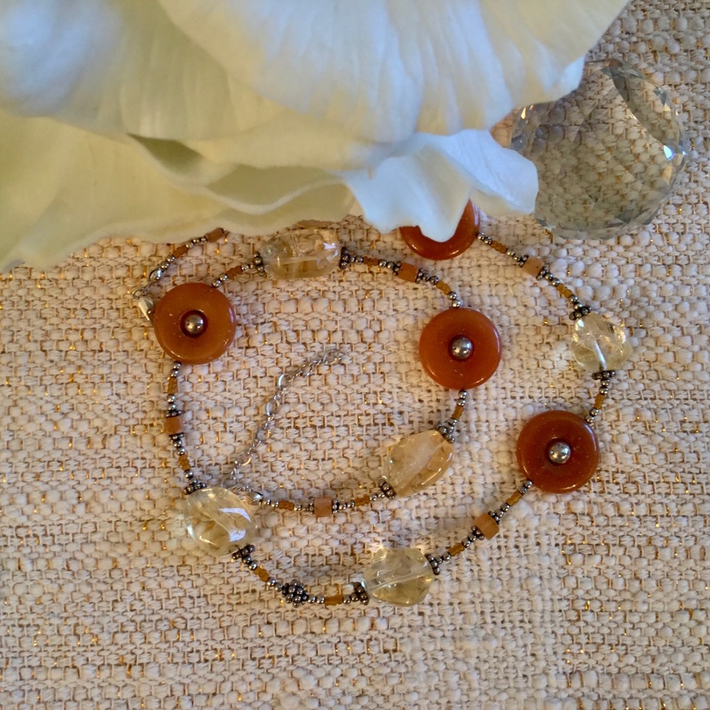 Vintage cornelian and citrine necklace. - Picture 2 of 4